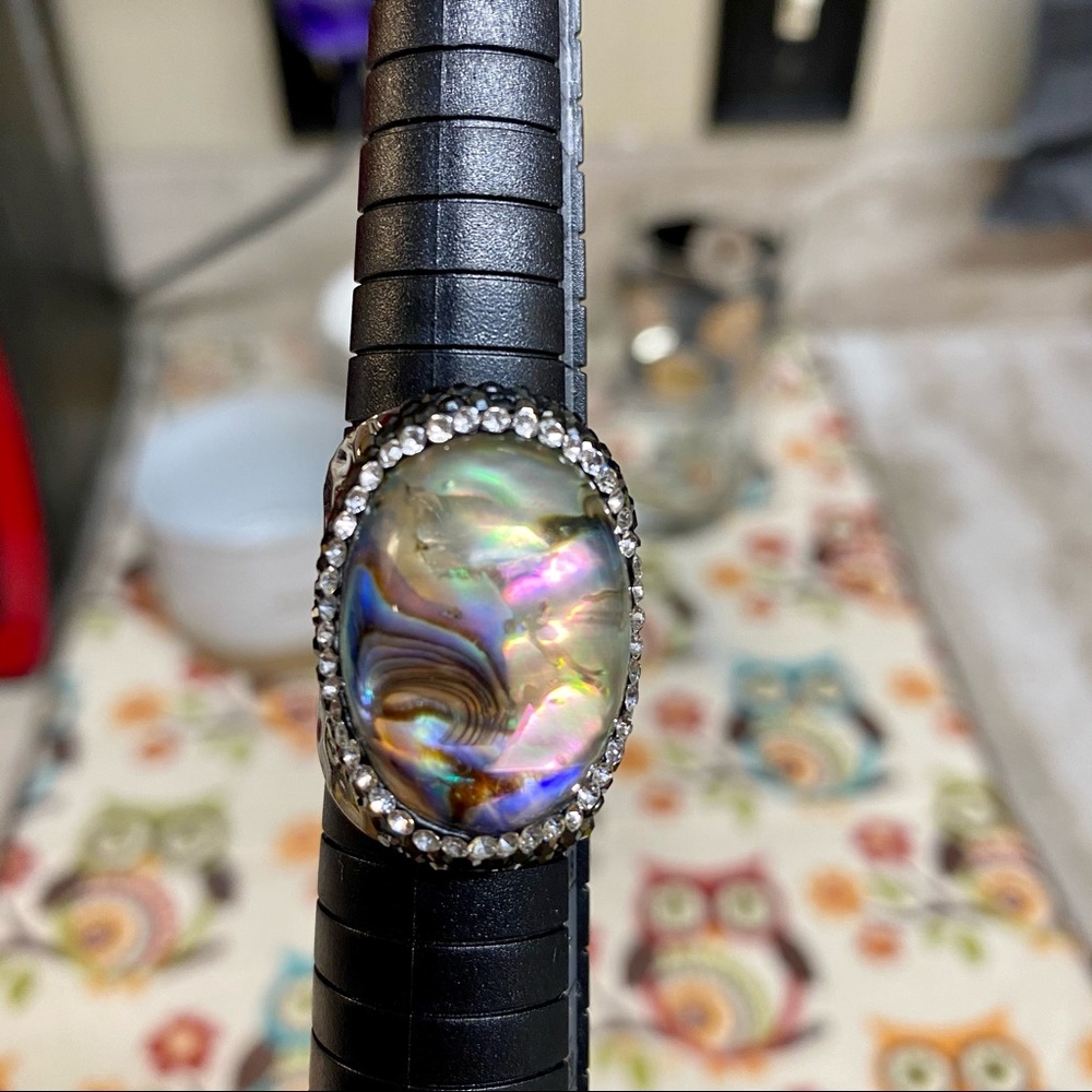 Rhodium Plated Hammered Ring